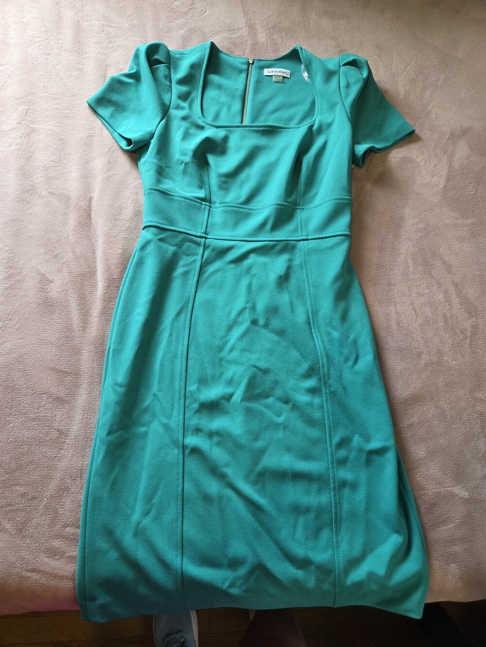 Calvin Klein Teal Short-Sleeve Sheath Dress